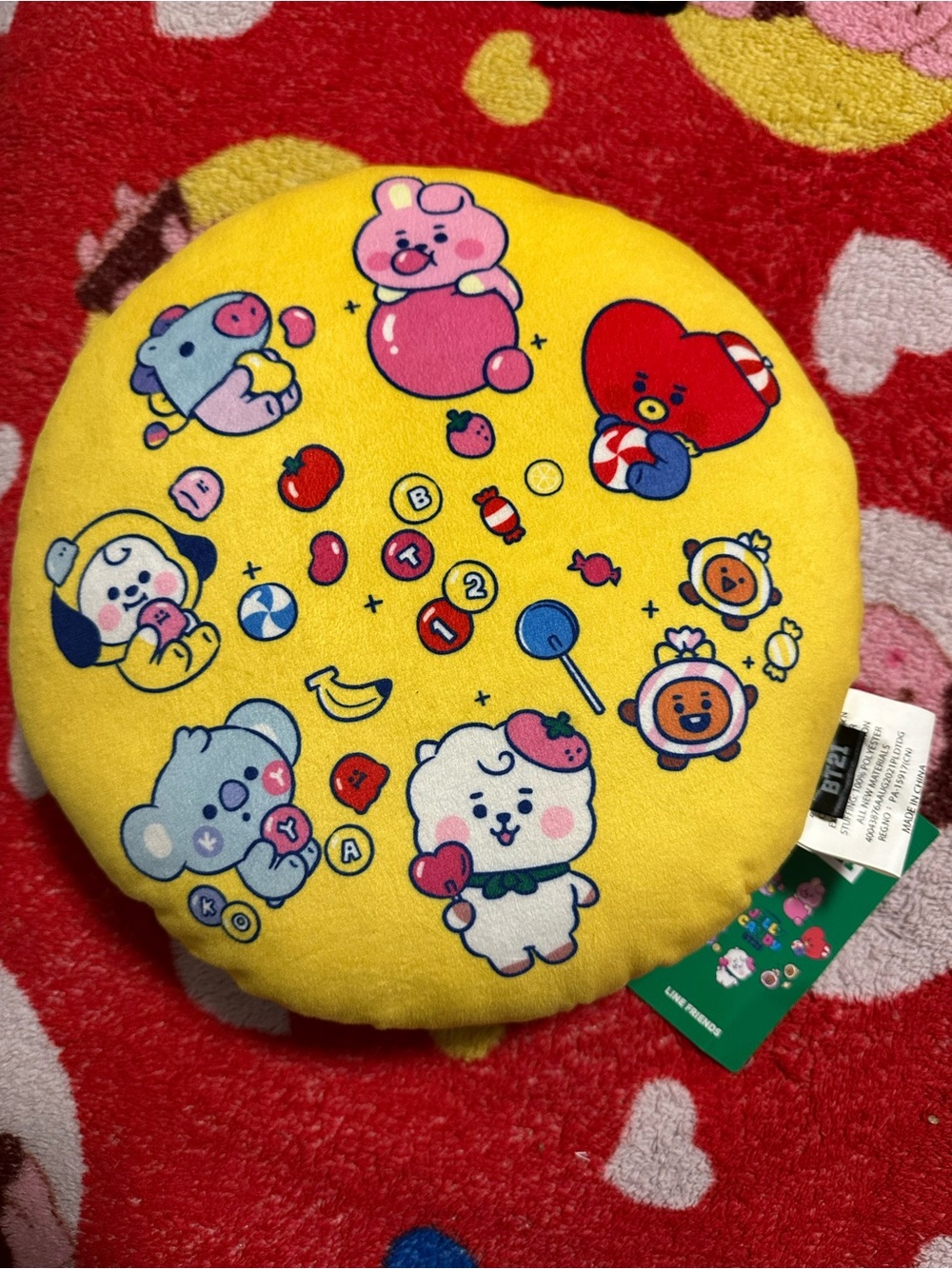 BT21 Yellow Character Plush Cushion
